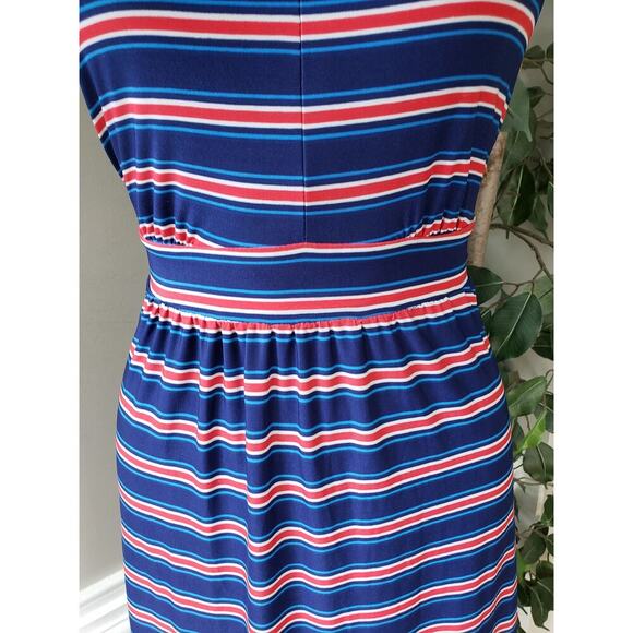 West Loop Long Maxi Dress Women's Size Medium Blue & Orange V-Neck Sleeveless - Picture 8 of 11